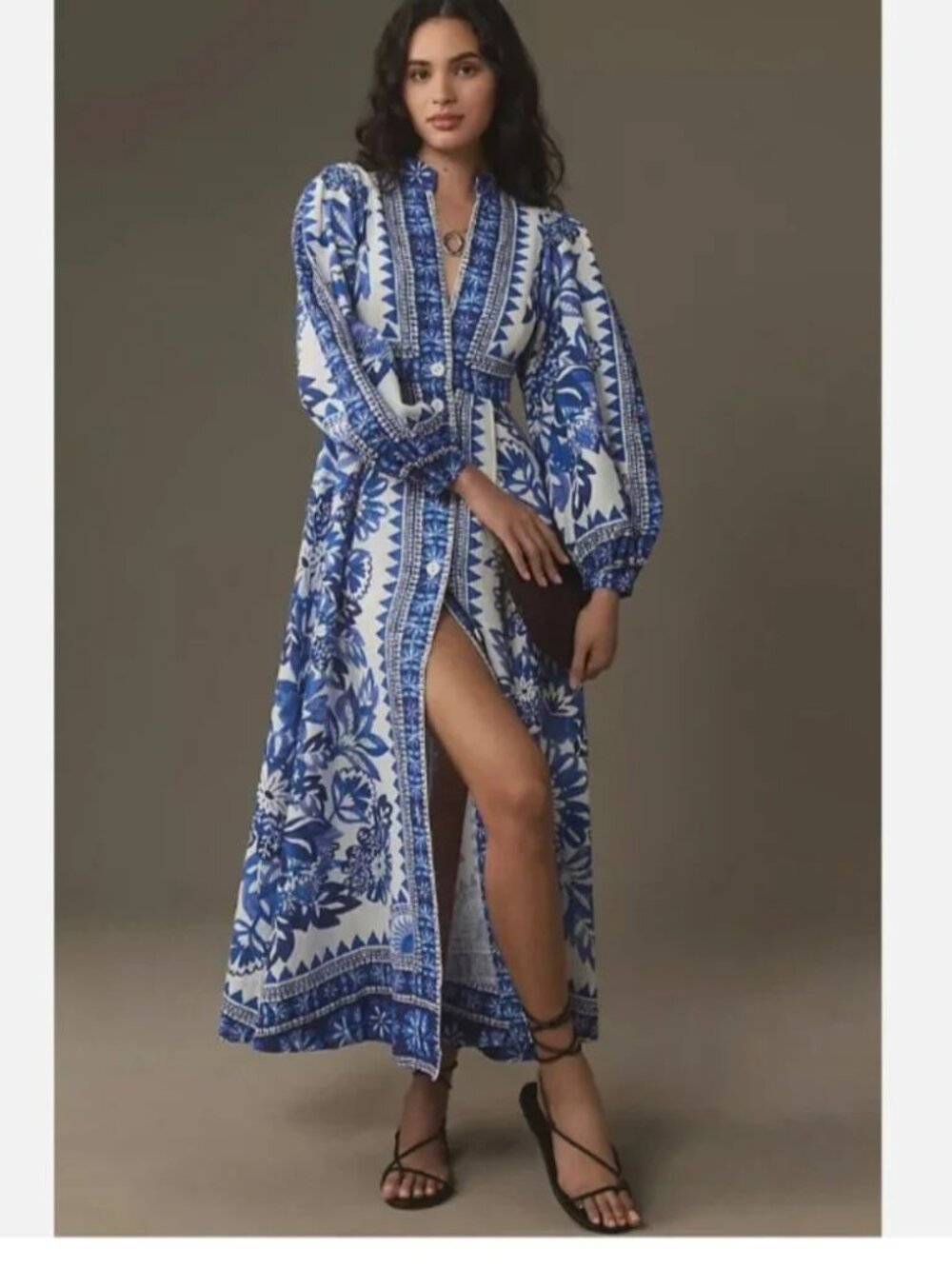 Farm Rio Flora Tapestry Off White and Blue S EUC